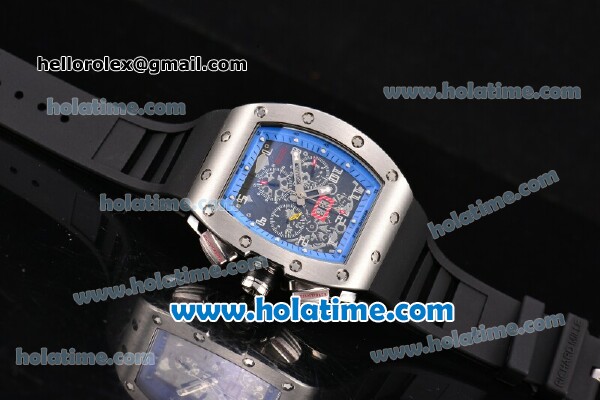Richard Mille Felipe Massa Flyback Asia Automatic Steel Case with Black Rubber Strap and Skeleton Dial - Click Image to Close